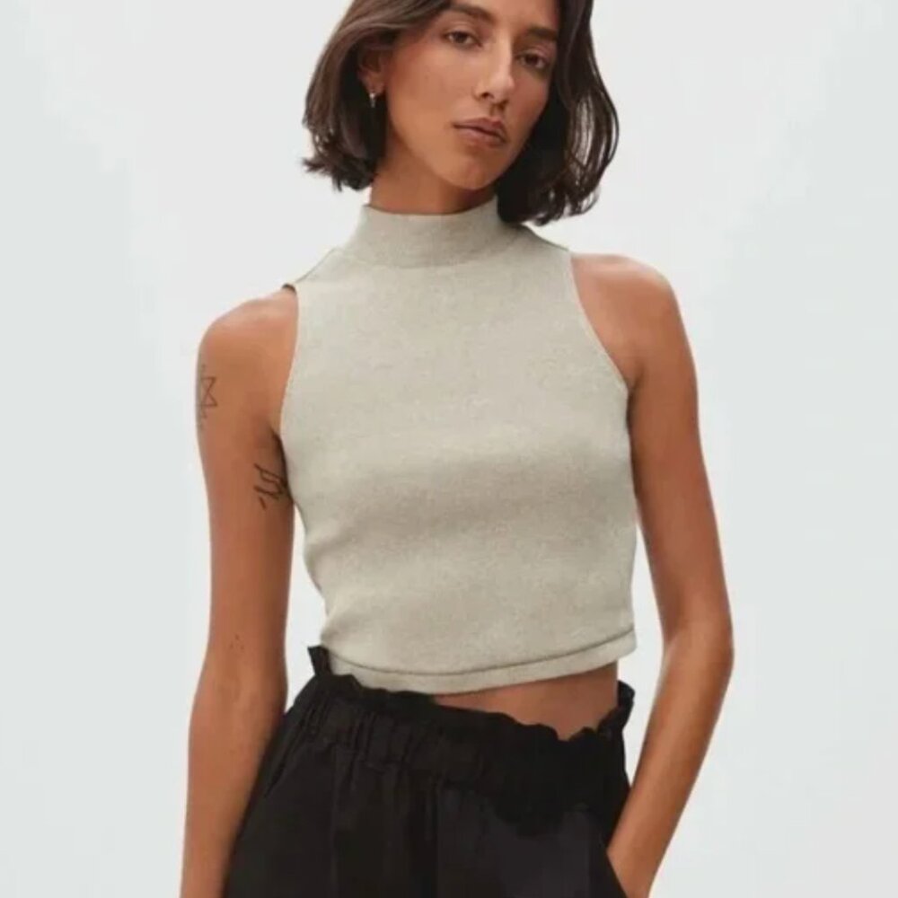 Everlane The Ribbed Mockneck Cropped Tank